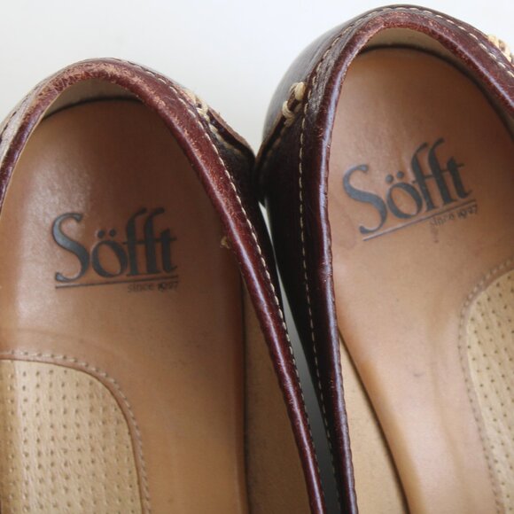 Sofft Dark Brown Aldora Wedge Heel Leather Loafers 1500135 Size 8 - Picture 7 of 8